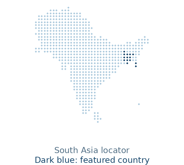 Blue dotted South Asia locator highlighting bangladesh