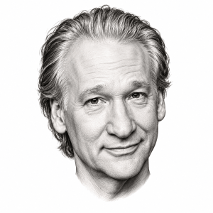 AI-generated head-only illustration of Bill Maher