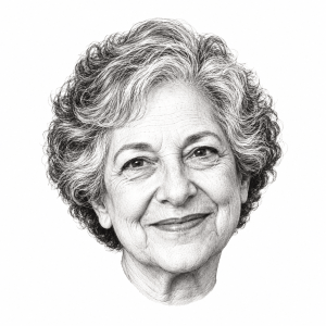 AI-generated head-only illustration of Blu Greenberg