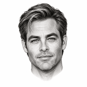 AI-generated head-only illustration of Chris Pine