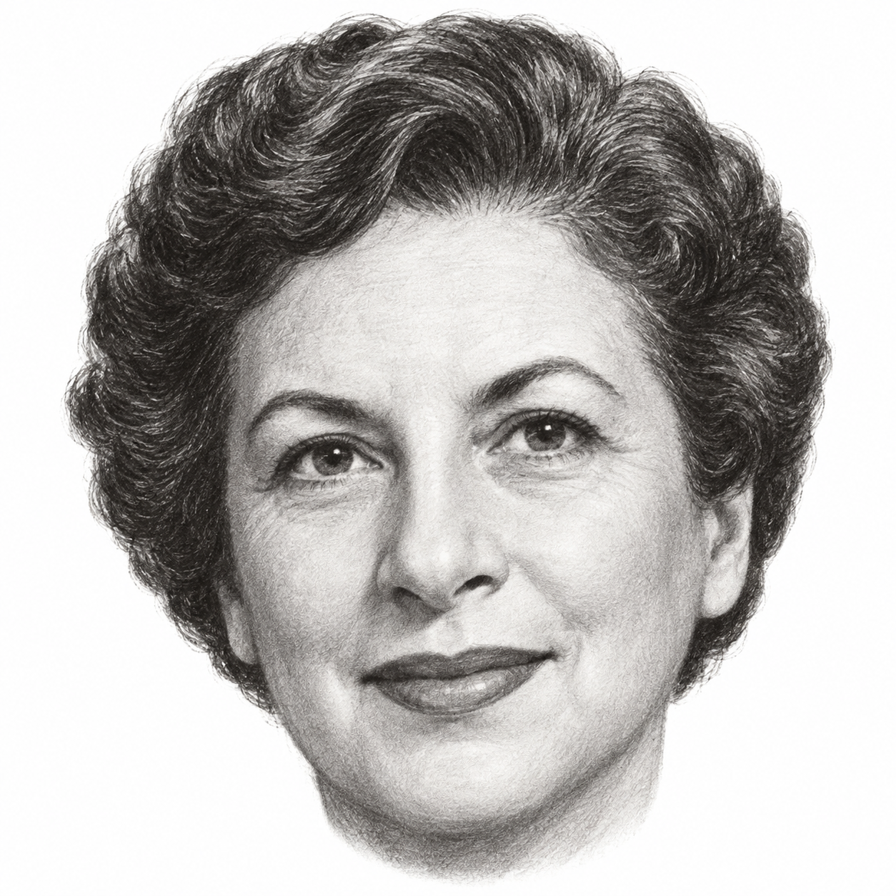 AI-generated head-only illustration of Denise Tourover Ezekiel