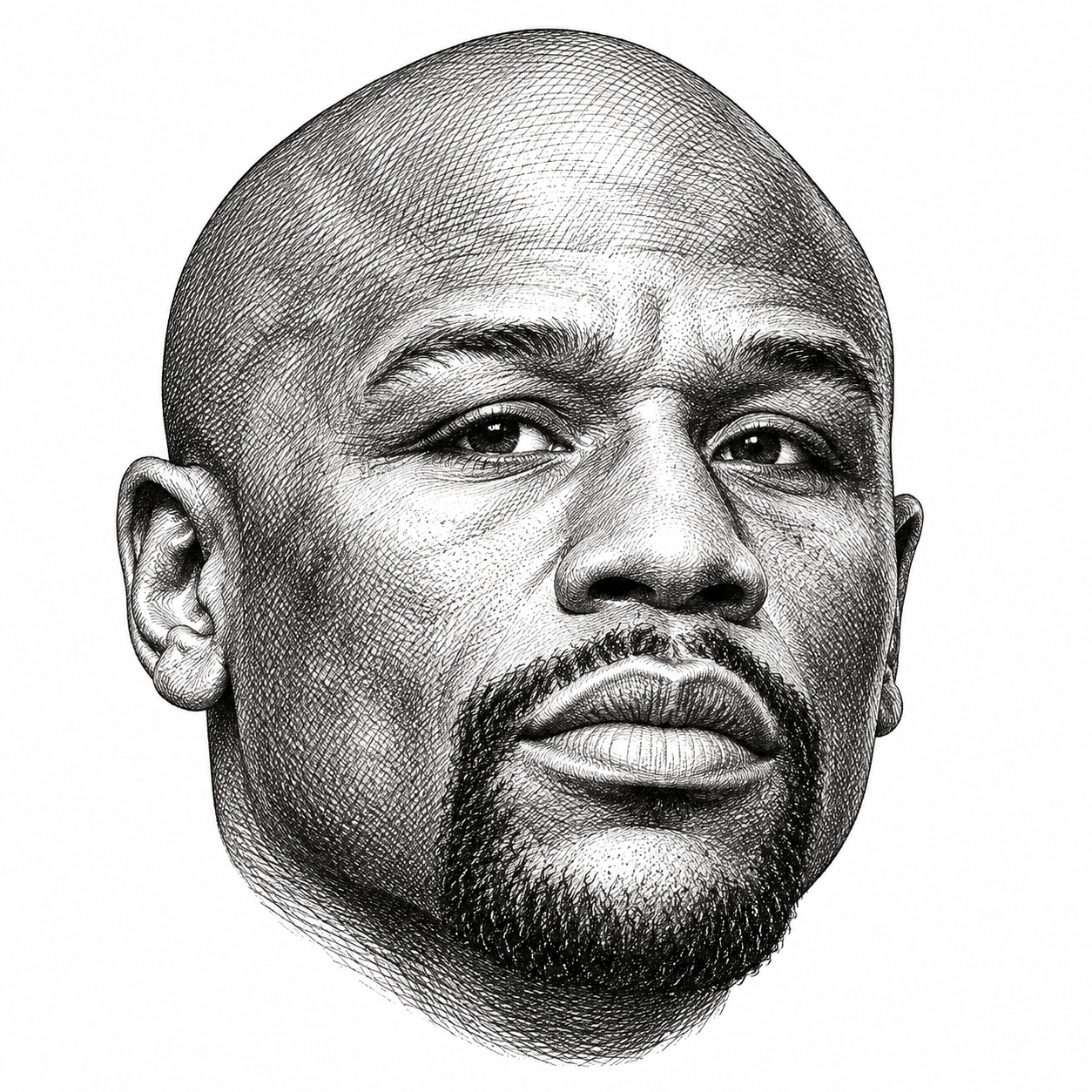 AI-generated head-only illustration of Floyd Mayweather Jr.