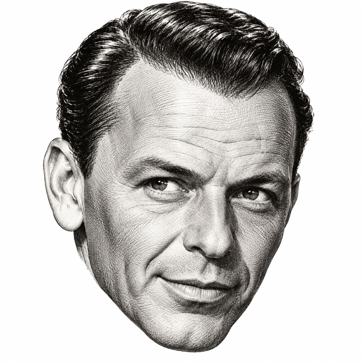 AI-generated head-only illustration of Frank Sinatra