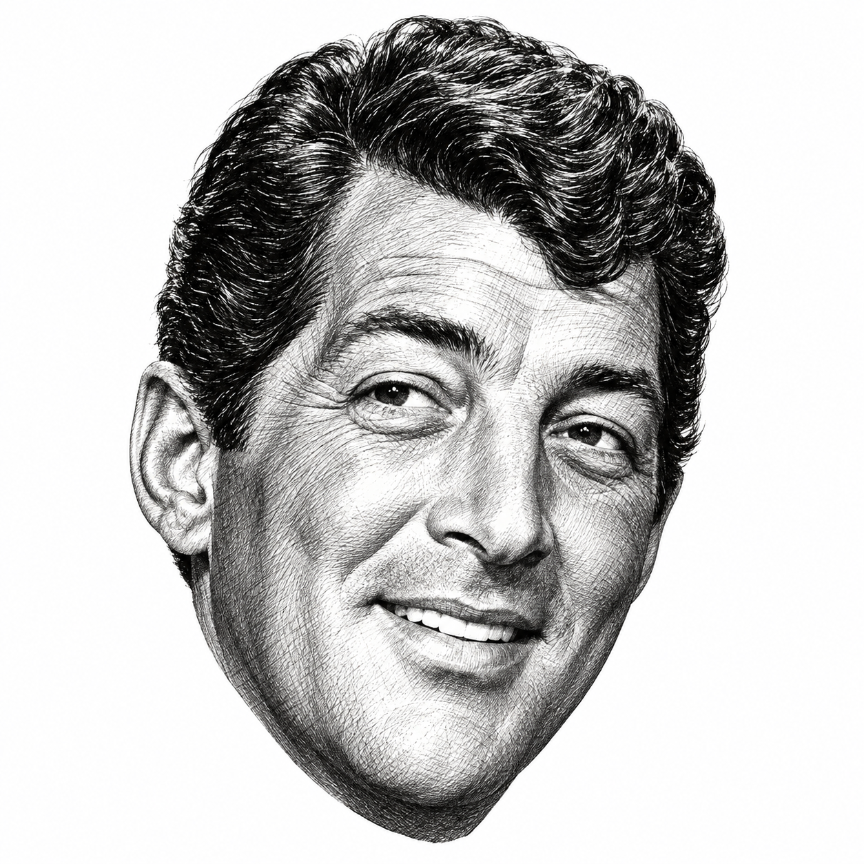AI-generated head-only illustration of Dean Martin