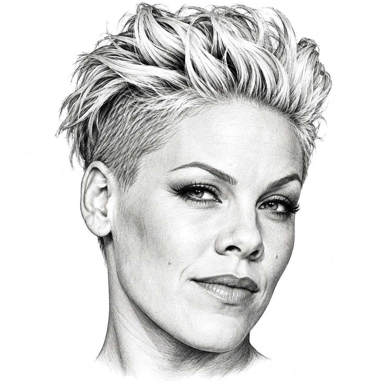 AI-generated head-only illustration of P!nk