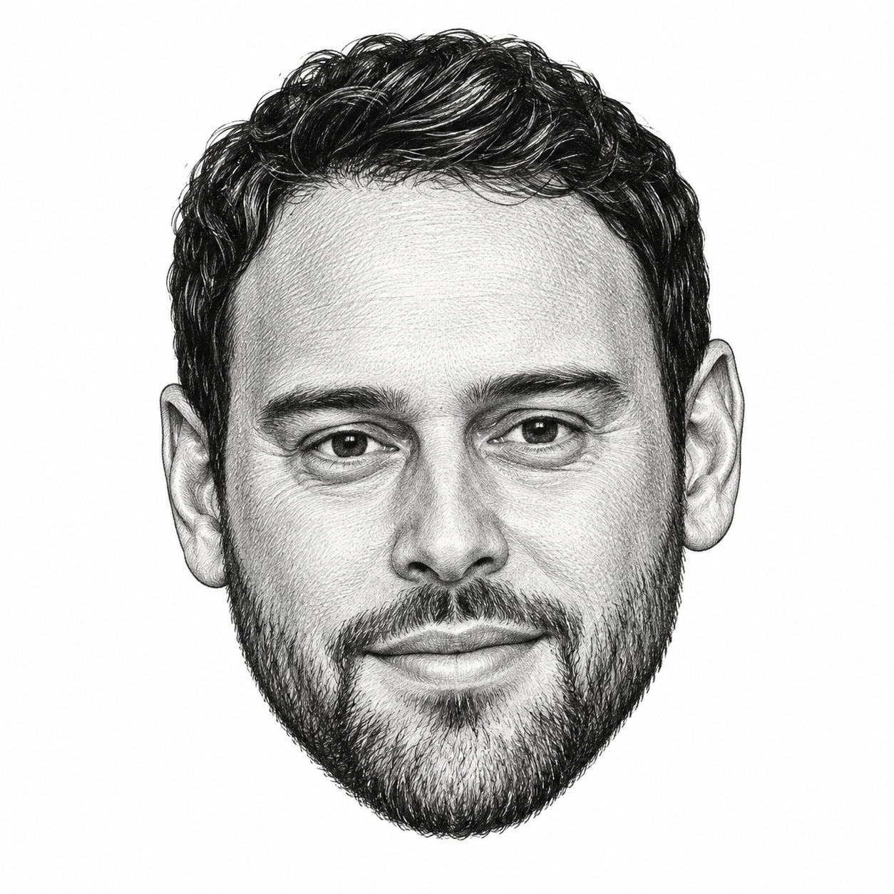 AI-generated head-only illustration of Scooter Braun