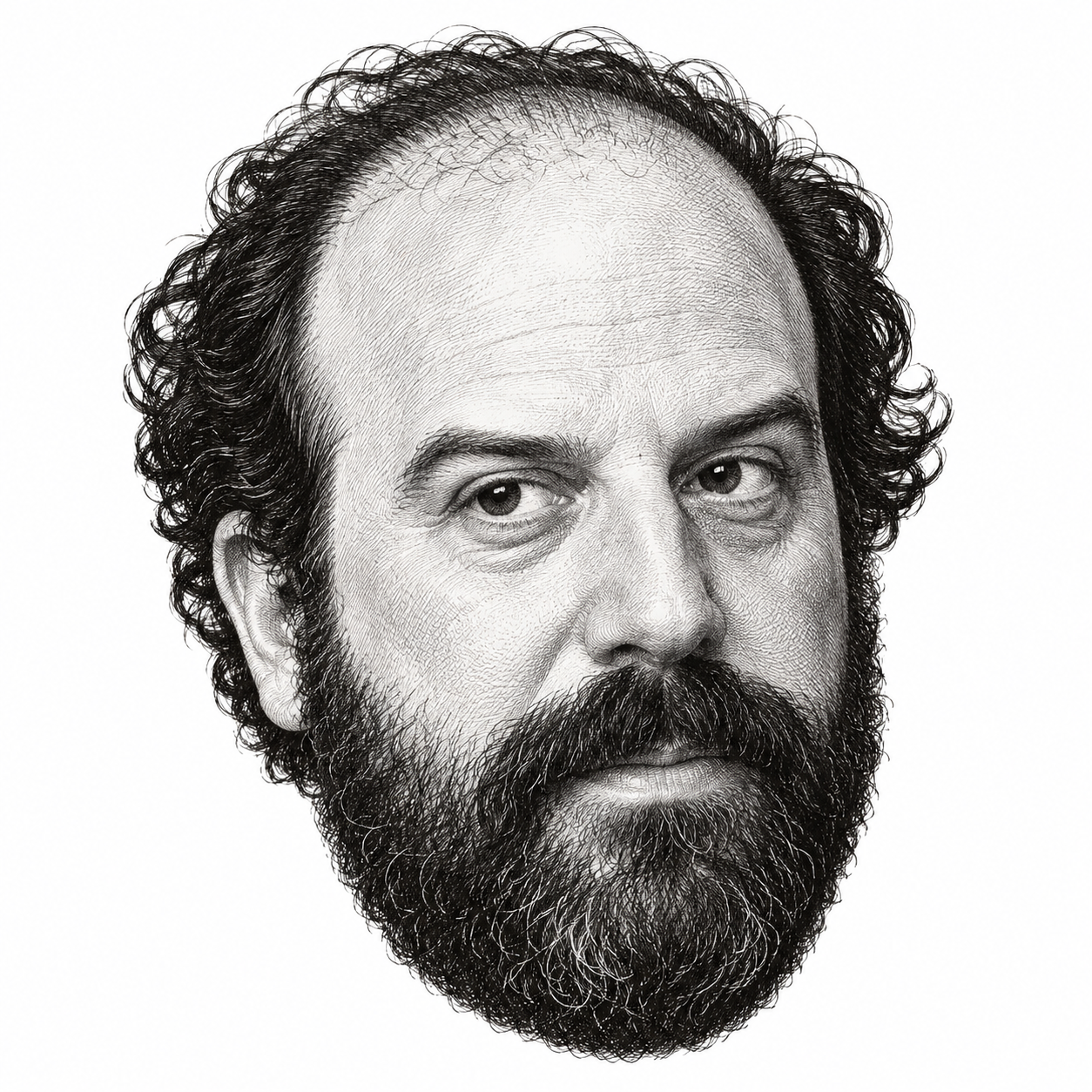 AI-generated head-only illustration of Brett Gelman