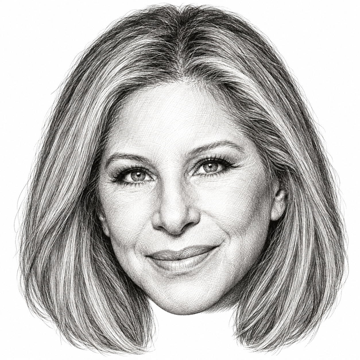 AI-generated head-only illustration of Barbra Streisand