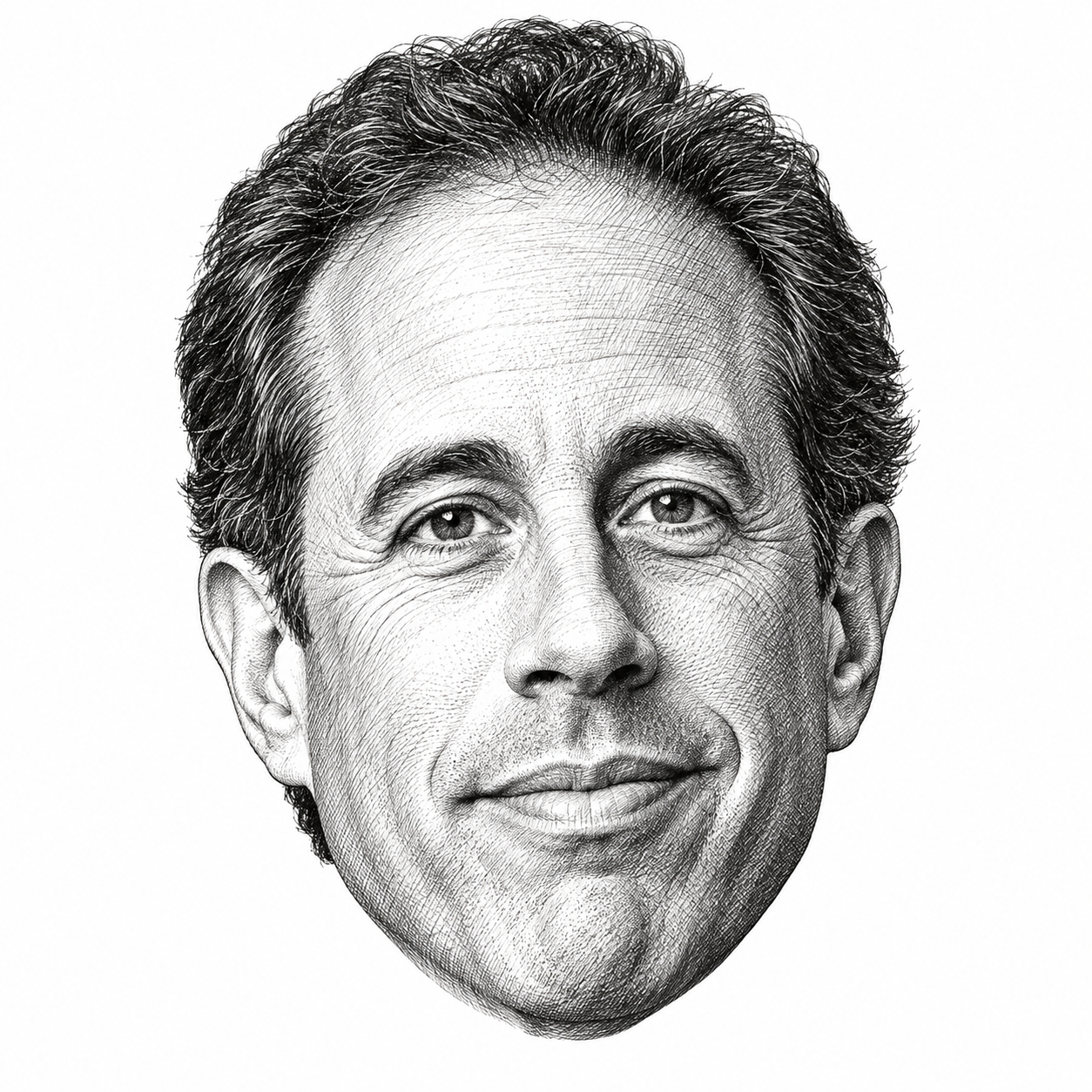 AI-generated head-only illustration of Jerry Seinfeld