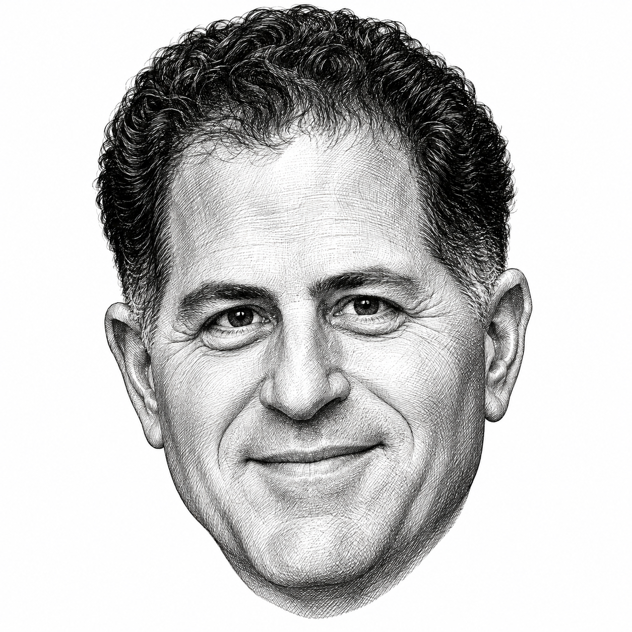 AI-generated head-only illustration of Michael Dell