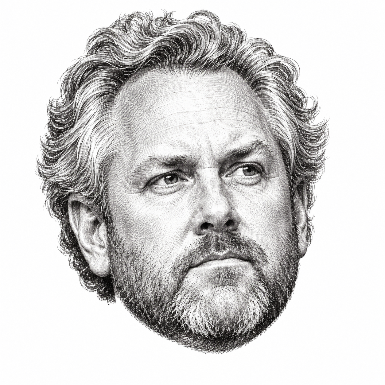 AI-generated head-only illustration of Andrew Breitbart
