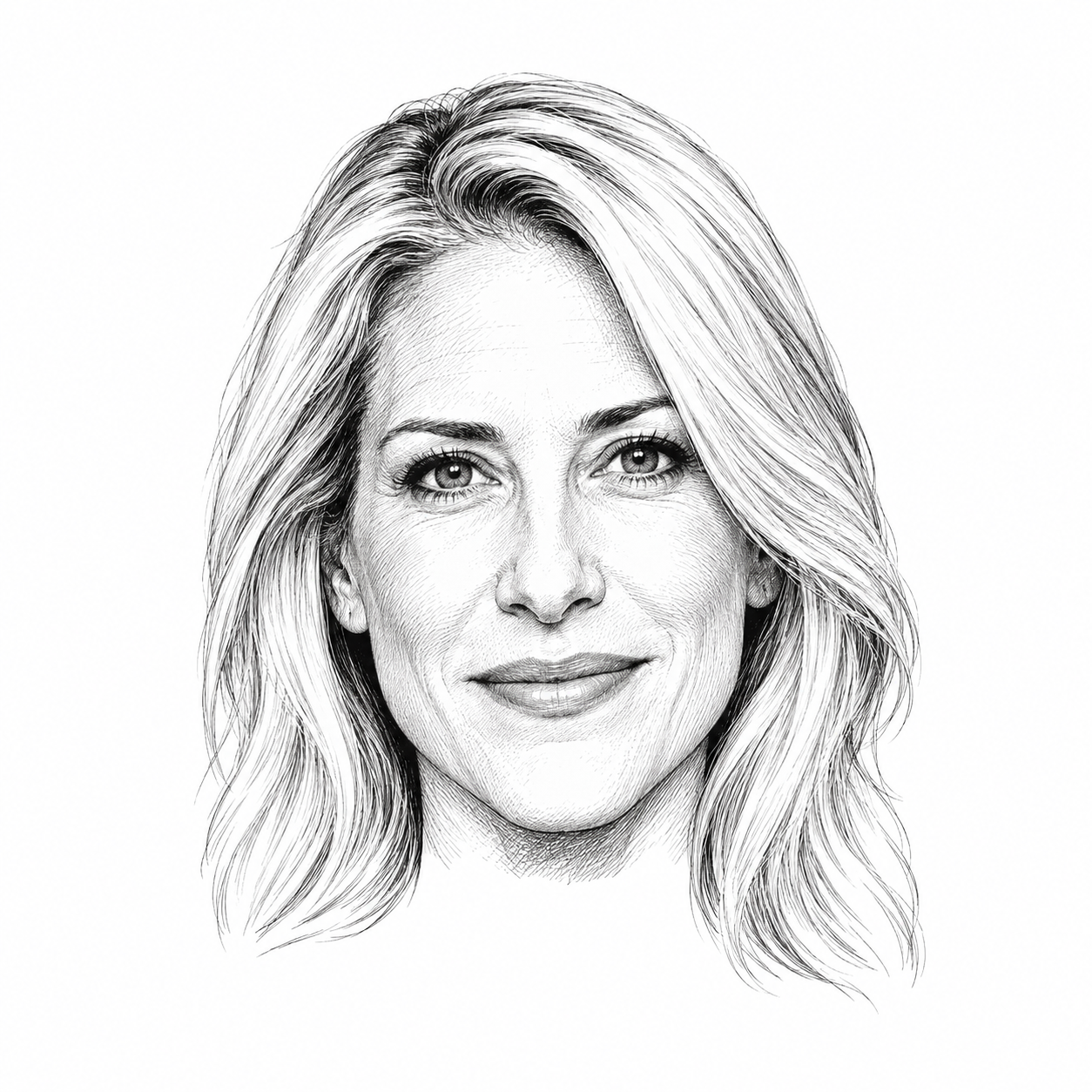 AI-generated head-only illustration of Jacki Karsh