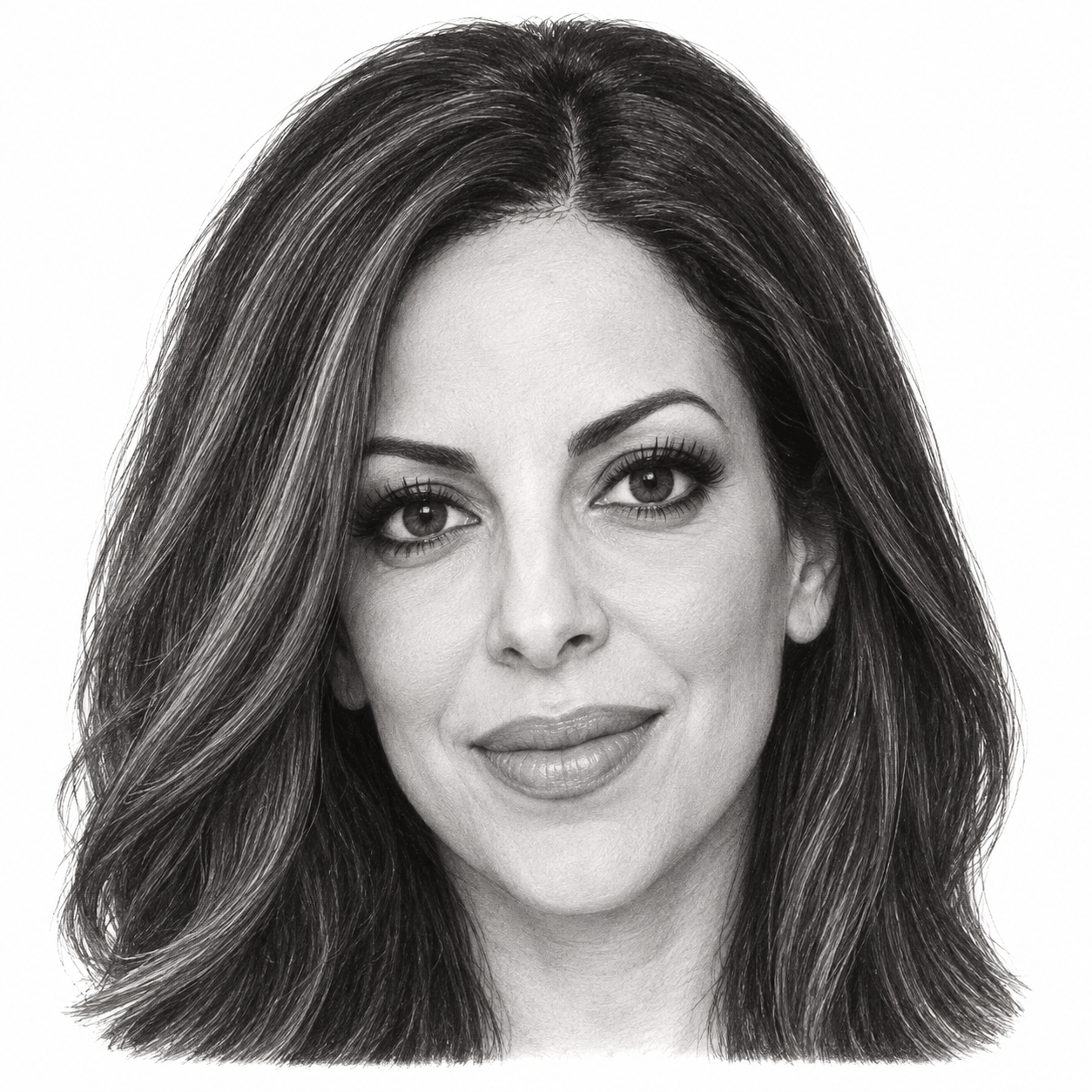 AI-generated head-only illustration of Lisa Daftari