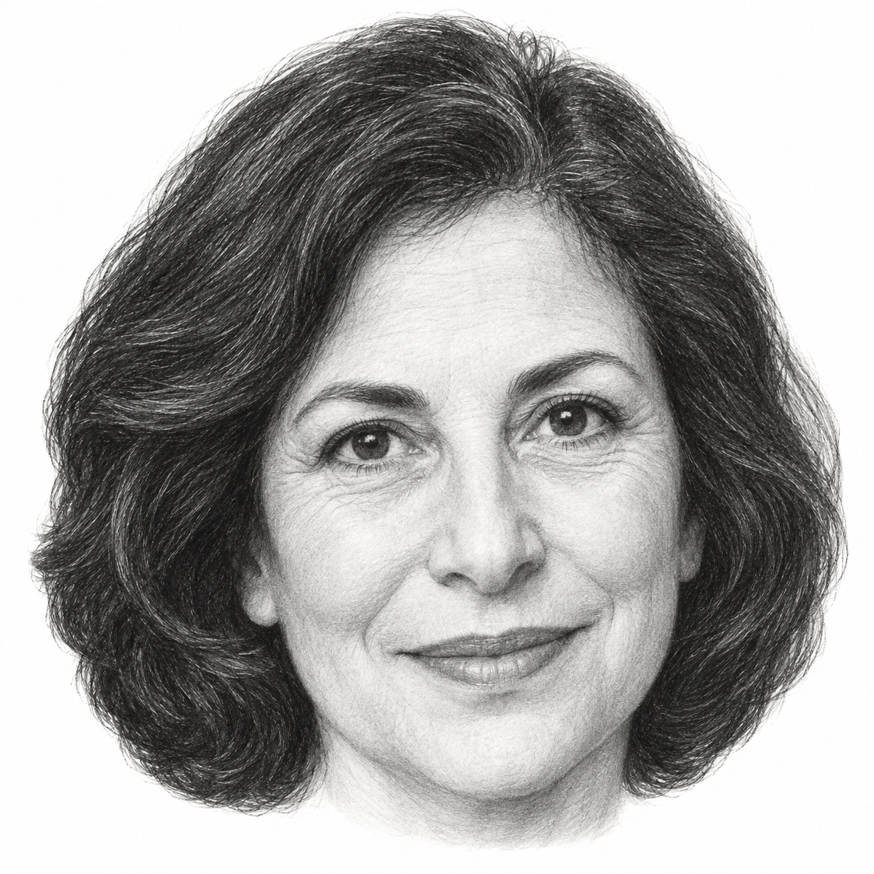 AI-generated head-only illustration of Pamela Cohen