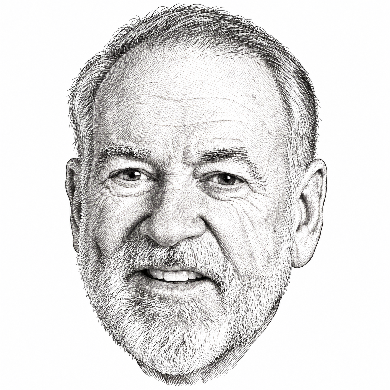 Black-and-white illustration of Mike Huckabee