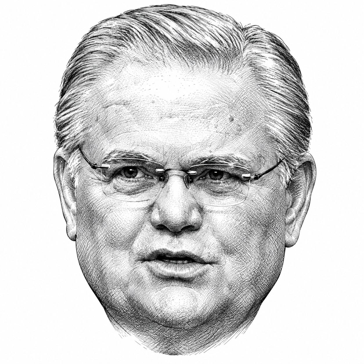 Black-and-white illustration of John Hagee