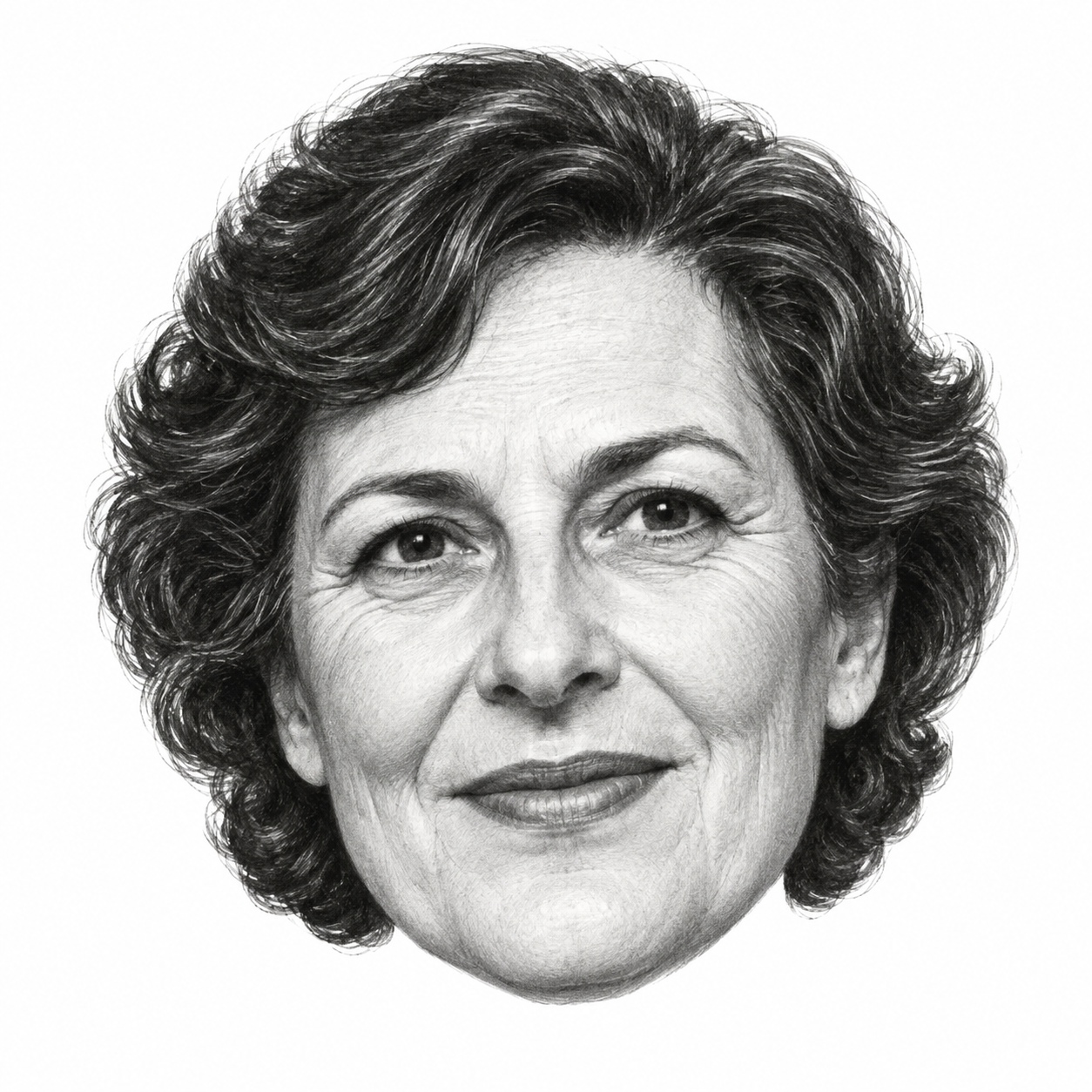 AI-generated head-only illustration of Rachele Fruit