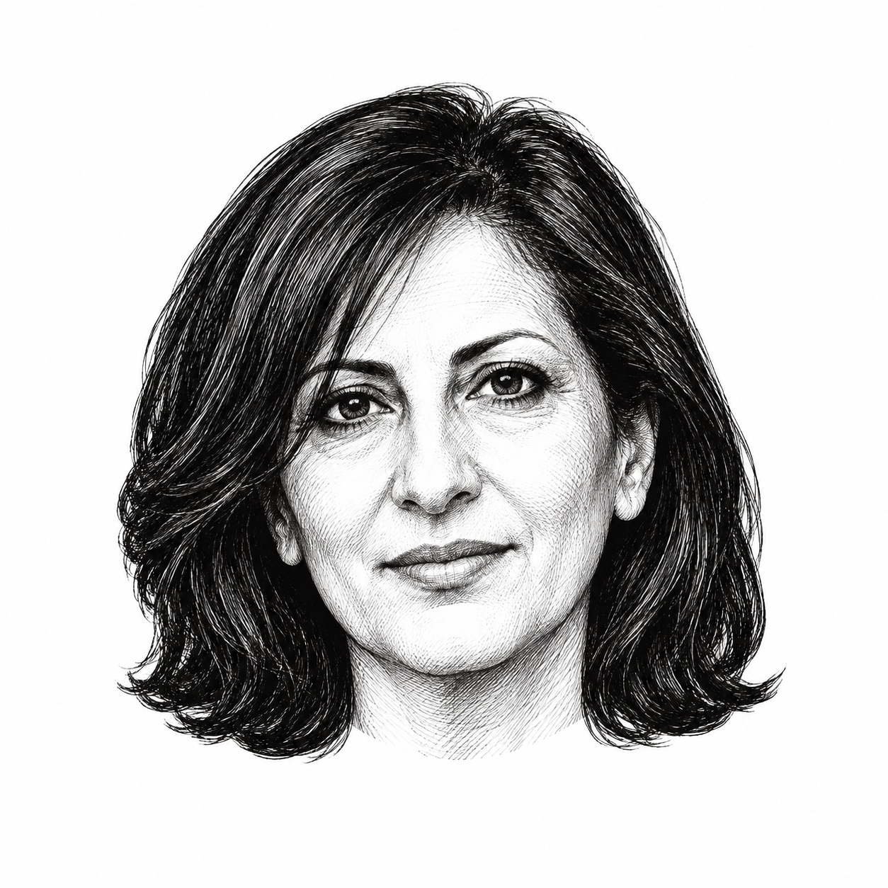 AI-generated head-only illustration of Rita Katz