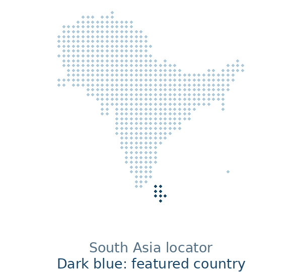Blue dotted South Asia locator highlighting sri lanka