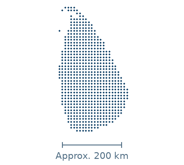 Blue dotted country map of sri lanka